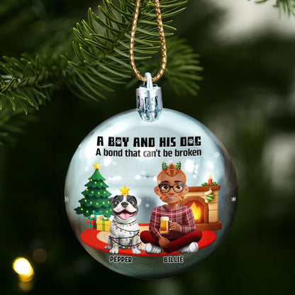 3D Effect A Girl And Her Dog - Personalized Acrylic Ornament