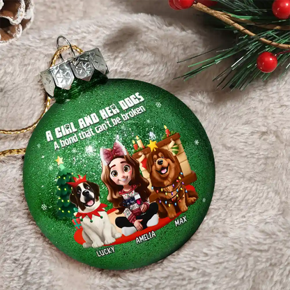 3D Effect A Girl And Her Dog - Personalized Acrylic Ornament